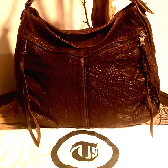 TYLIE MALIBU Dist.Peb. Brown Leather Handbag - Picture 2 of 11
